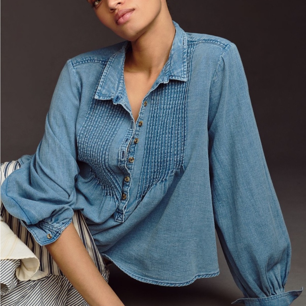 Pilcro Blue Denim Top